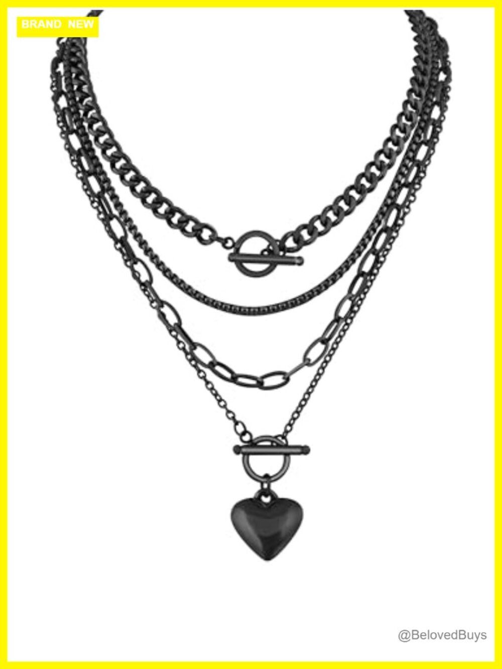 Sacina Layered Heart Choker Necklace Stainless Steel Gothic Punk